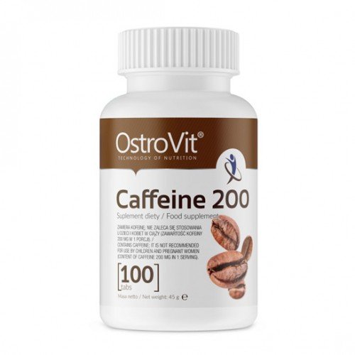 Caffeine 200, 100 шт, OstroVit. Кофеин. Энергия и выносливость Увеличение силы 