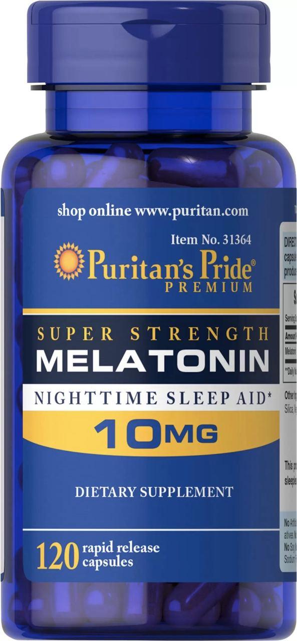 Мелатонін Puritan's Pride Melatonin 10 mg 120 caps,  ml, Puritan's Pride. Melatoninum. Improving sleep recovery Immunity enhancement General Health 