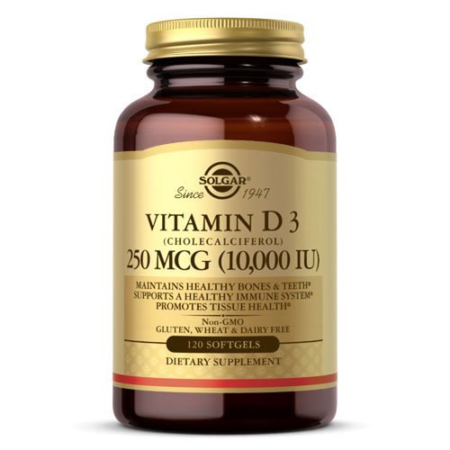 Solgar Vitamin D3 (Cholecalciferol) 250 mcg 10000 IU Softgels 120 капс Без вкуса,  мл, Solgar. Витамин D. 