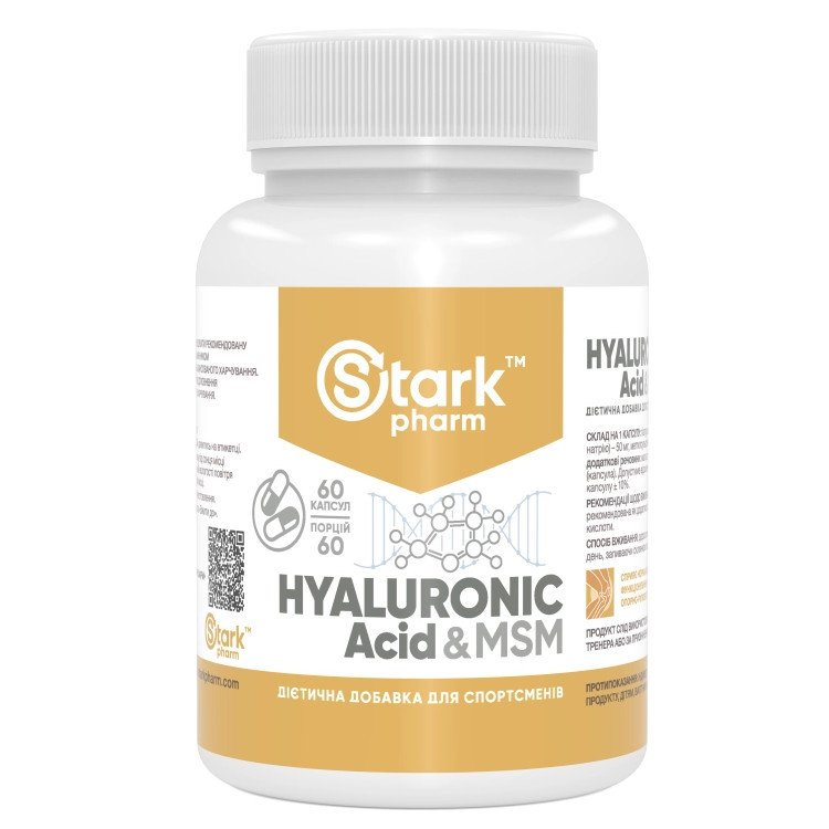 Stark Pharm Hyaluronic Acid & MSM 60 капс,  мл, Stark Pharm. Хондропротекторы. Поддержание здоровья Укрепление суставов и связок 