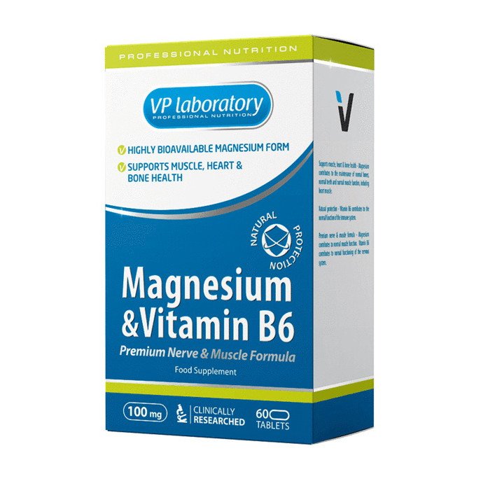 Магний Б6 VP Lab Magnesium & Vitamin B6 (60 tab) ВП лаб,  мл, VPLab. Магний Mg. Поддержание здоровья Снижение холестерина Предотвращение утомляемости 