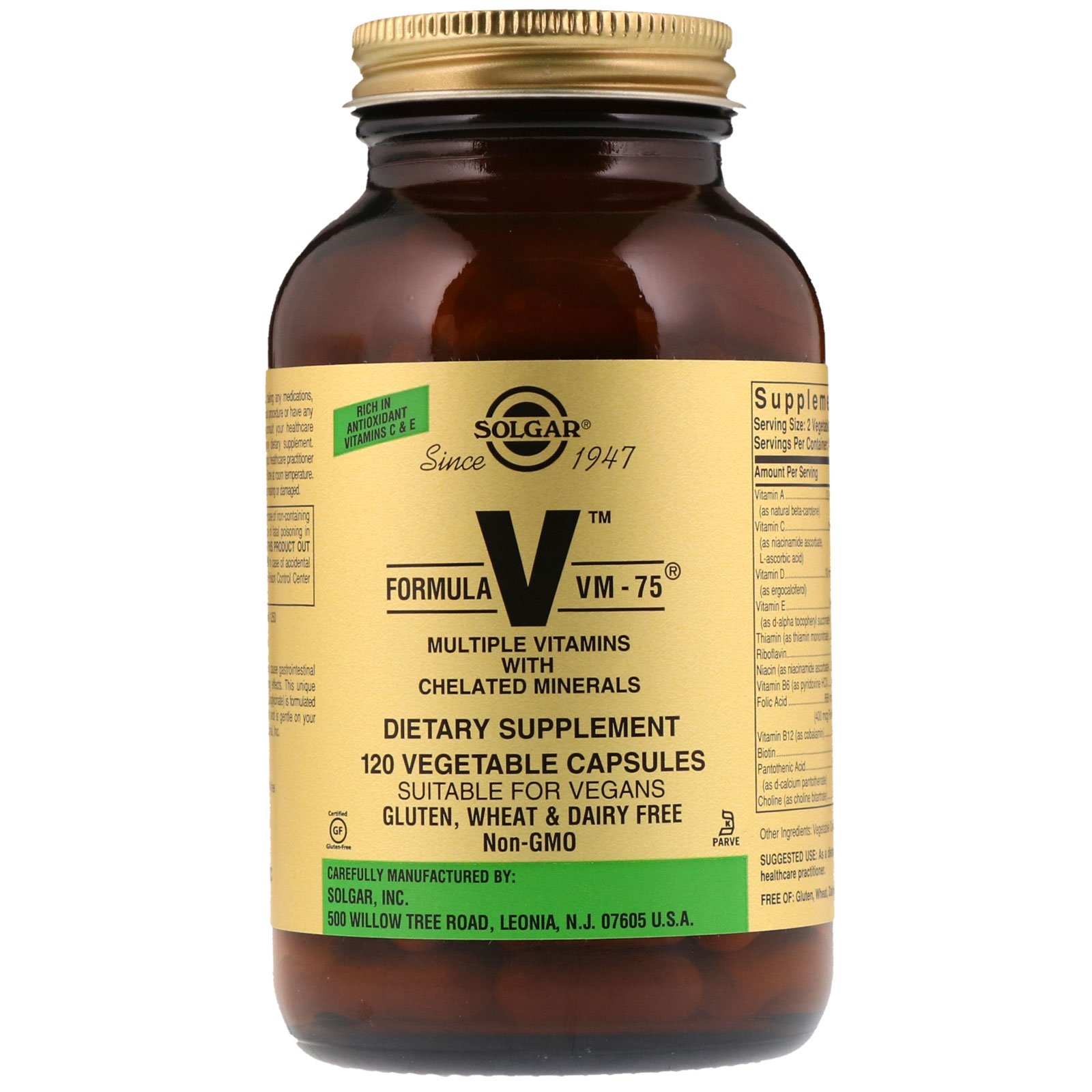Formula VM-75, 120 pcs, Solgar. Vitamin Mineral Complex. General Health Immunity enhancement 