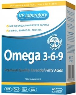 Omega 3-6-9, 60 шт, VPLab. Комплекс жирных кислот. Поддержание здоровья 