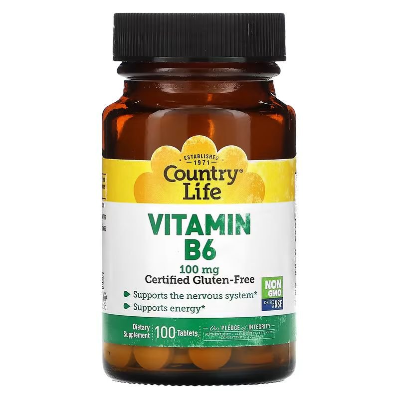 Country Life Витамины и минералы Country Life Vitamin B6 100 mg, 100 таблеток, , 