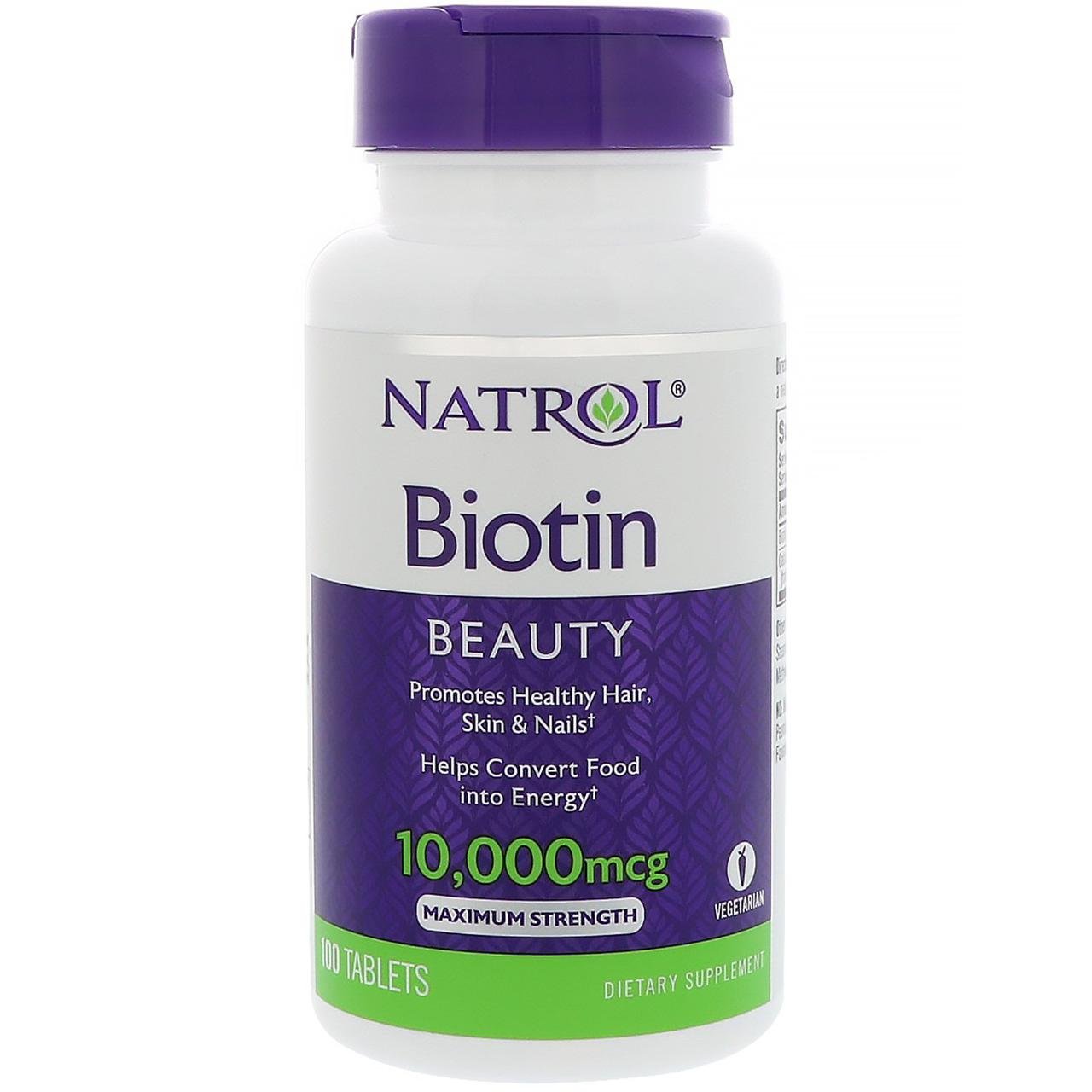 Natrol Biotin 10,000 mcg 100 tabs,  мл, Natrol. Витамины и минералы. Поддержание здоровья Укрепление иммунитета 