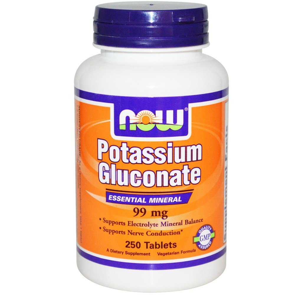 Potassium Gluconate 99 mg, 250 pcs, Now. Potassium K. General Health Immunity enhancement 