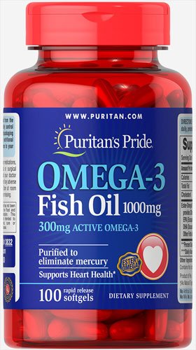 Puritan's Pride Omega-3 Fish Oil 1000 mg 100 капс Без вкуса,  мл, Puritan's Pride. Омега 3 (Рыбий жир). Поддержание здоровья Укрепление суставов и связок Здоровье кожи Профилактика ССЗ Противовоспалительные свойства 