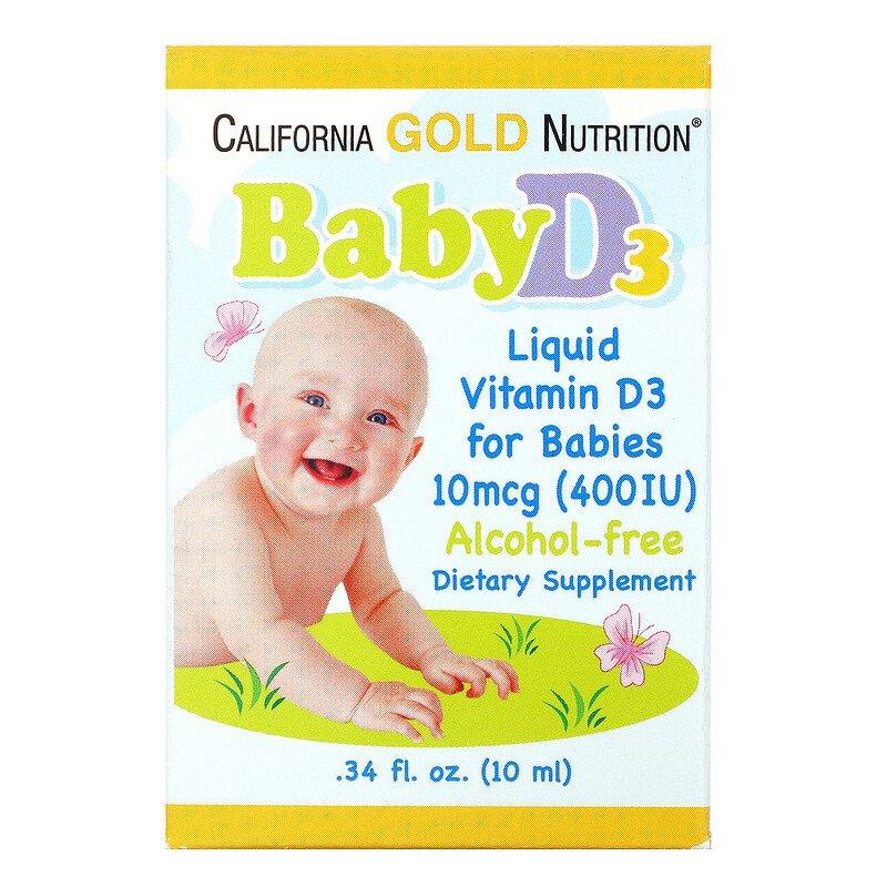 California Gold Nutrition Витамин д3 для детей California Gold Nutrition Baby D3 400 IU,10 мл, , 