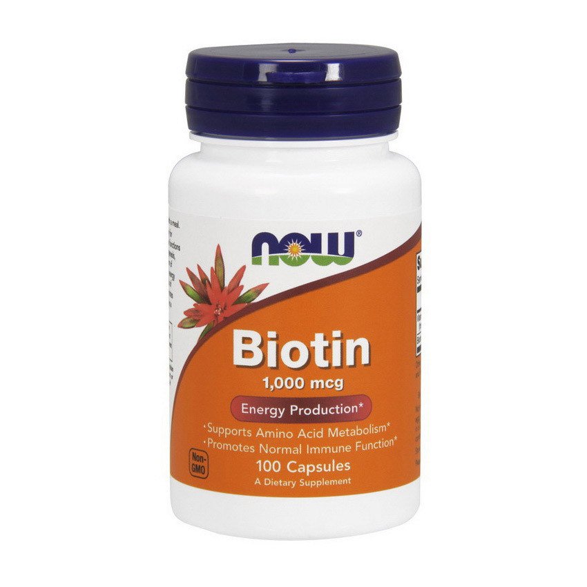 Now Биотин Now Foods Biotin 1,000 mcg (100 капс) витамин б7 нау фудс, , 100 