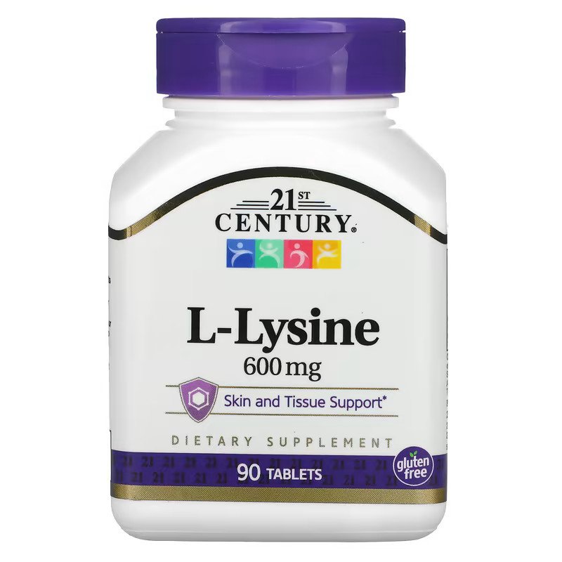 Аминокислота 21st Century L-Lysine HCL 600 mg, 90 таблеток,  ml, 21st Century. Amino Acids. 