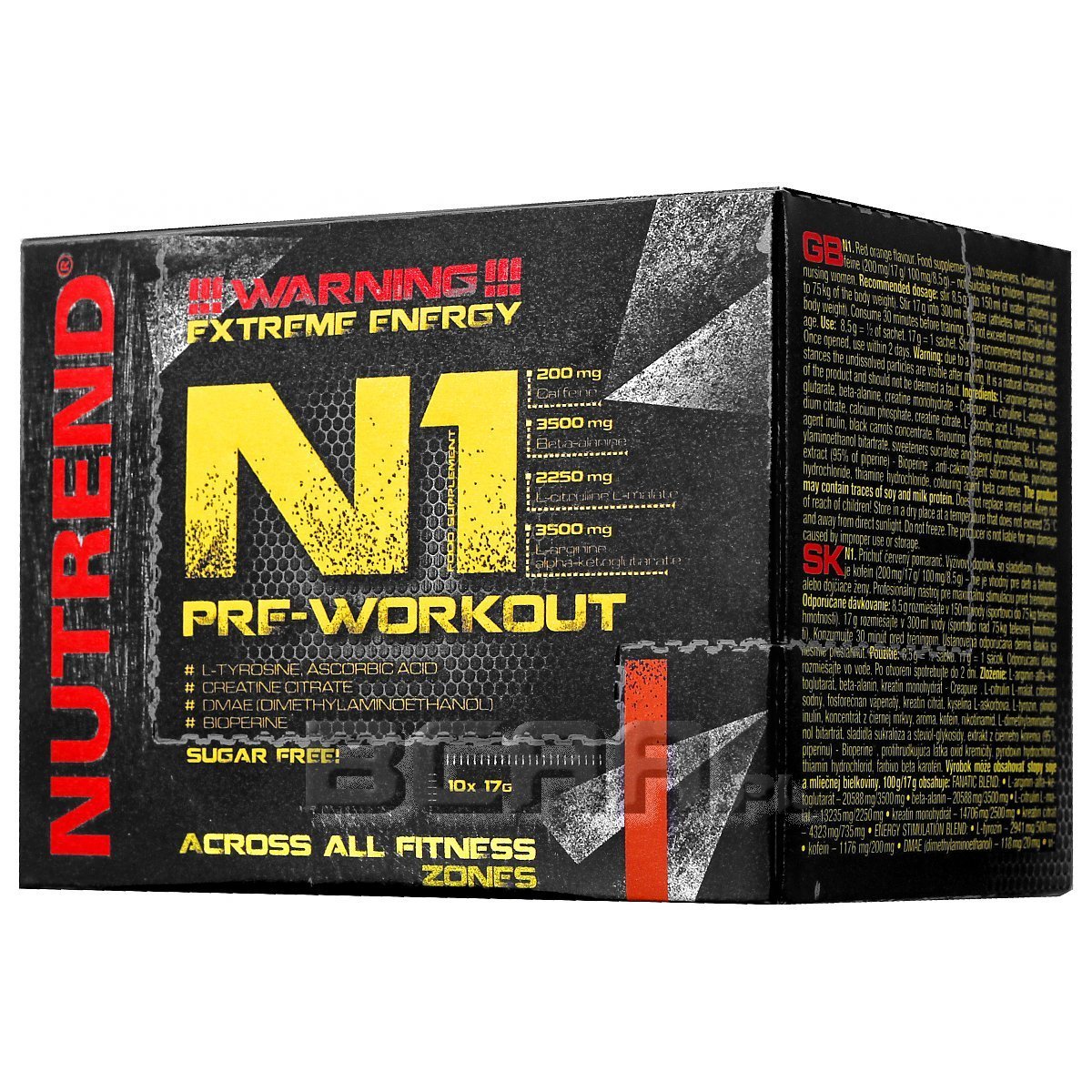N1, 10 piezas, Nutrend. Pre Entreno. Energy & Endurance 