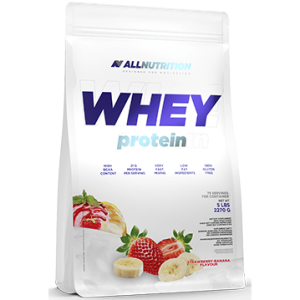 Сывороточный протеин концентрат AllNutrition Whey Protein (2,2 кг) алл нутришн Strawberry-Banana,  мл, AllNutrition. Сывороточный концентрат. Набор массы Восстановление Антикатаболические свойства 