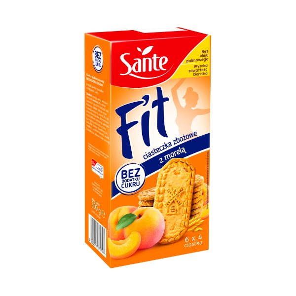 Заменитель питания Sante Fit Cookie, 300 грамм Абрикос,  мл, Go Nutrition. Заменитель питания. 