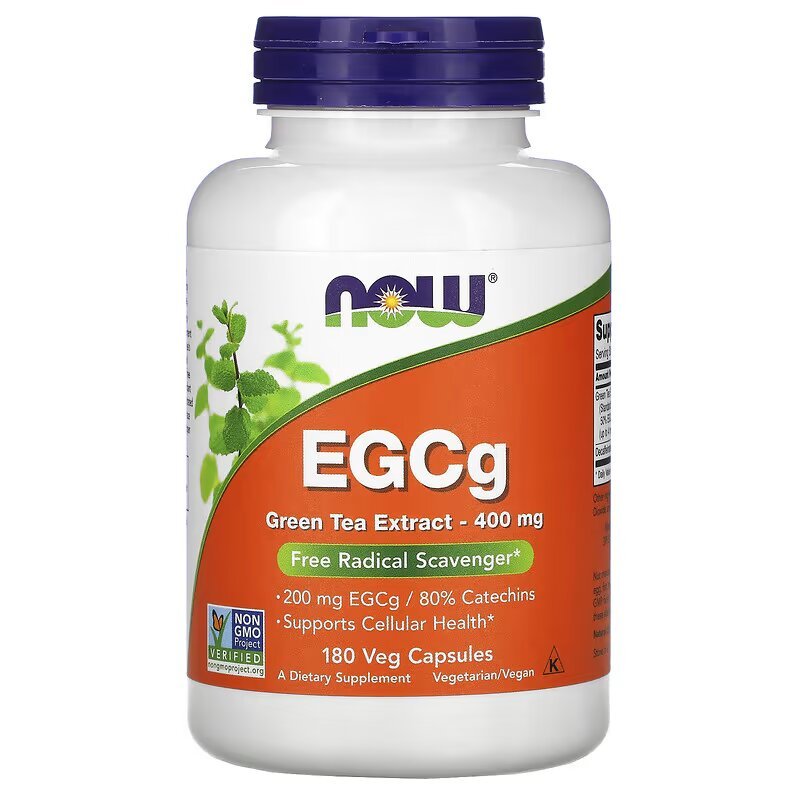 Now Натуральная добавка NOW EGCg Green Tea Extract 400 mg, 180 вегакапсул, , 