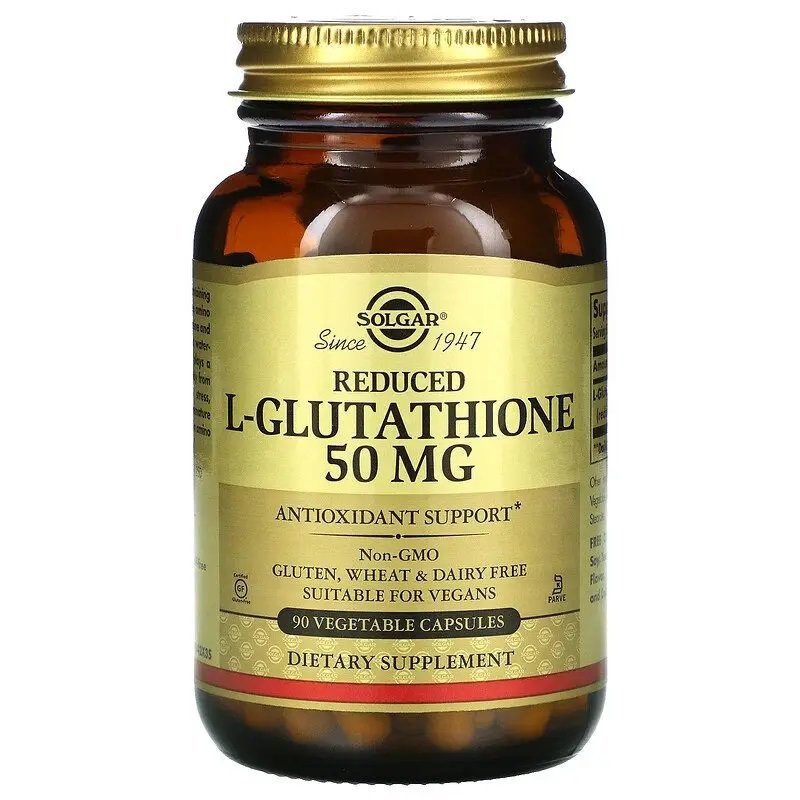 Solgar Натуральная добавка Solgar Reduced L-Glutathione 50 mg, 90 вегакапсул, , 