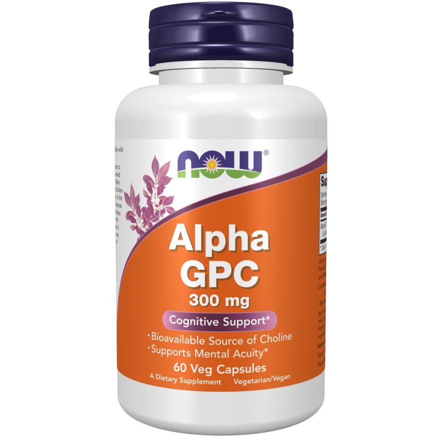 Now Натуральная добавка NOW Alpha GPC 300 mg, 60 капсул, , 