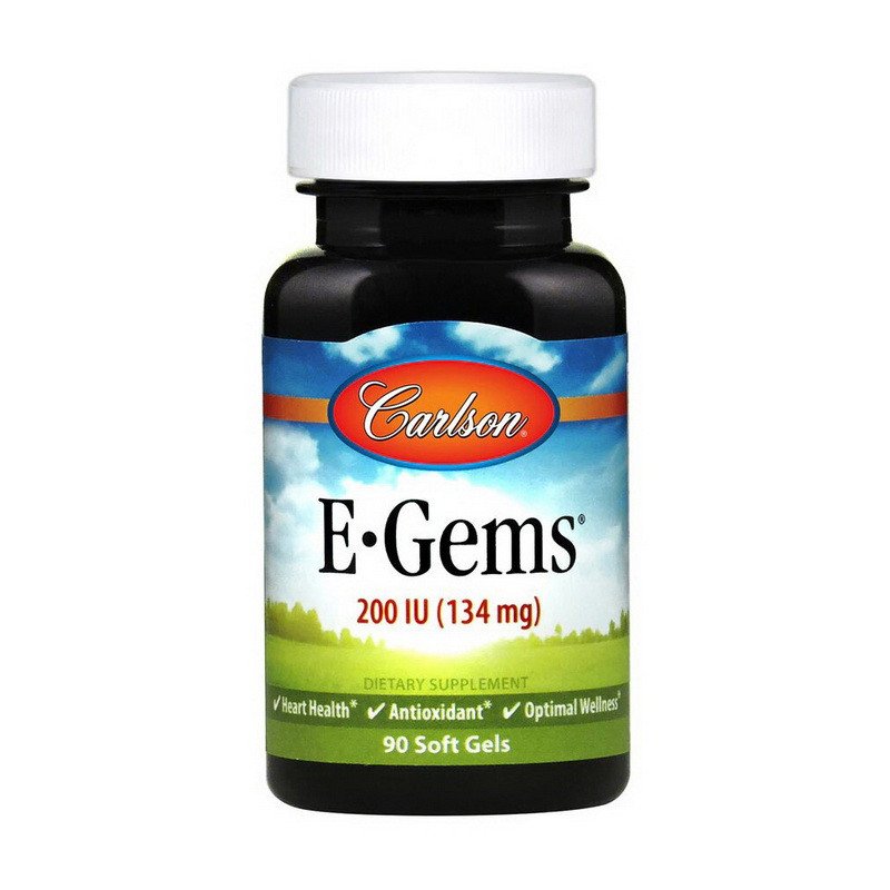 Витами Е Carlson Labs E-Gems 200 IU 134 mg 90 капсул,  мл, Carlson Labs. Витамин E. Поддержание здоровья Антиоксидантные свойства 