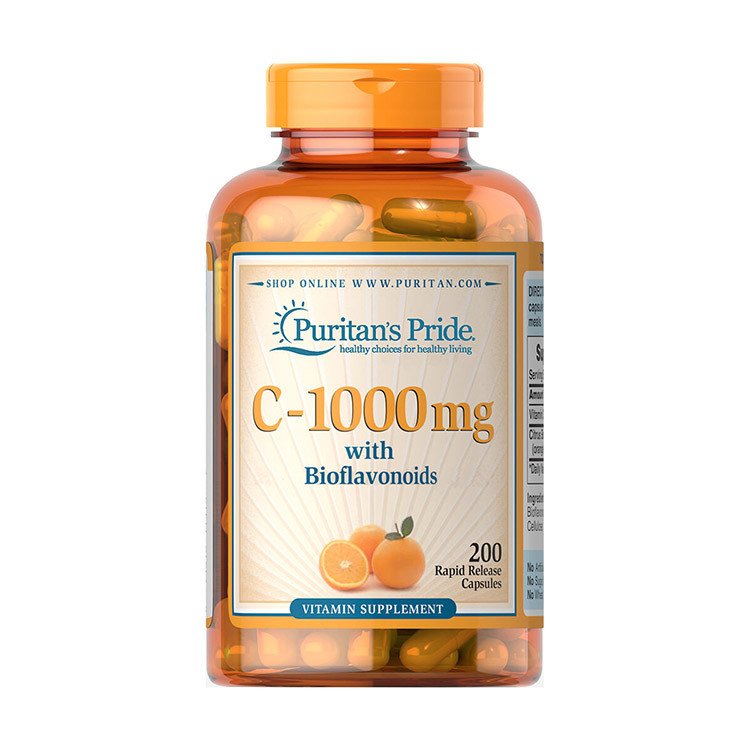 Витамин С  Puritan's Pride C-1000 mg with bioflavonoids (200 капс) пуританс прайд,  мл, Puritan's Pride. Витамин C. Поддержание здоровья Укрепление иммунитета 