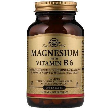 Solgar Magnesium with Vitamin B6 250 Tabs,  мл, Solgar. Витамины и минералы. Поддержание здоровья Укрепление иммунитета 