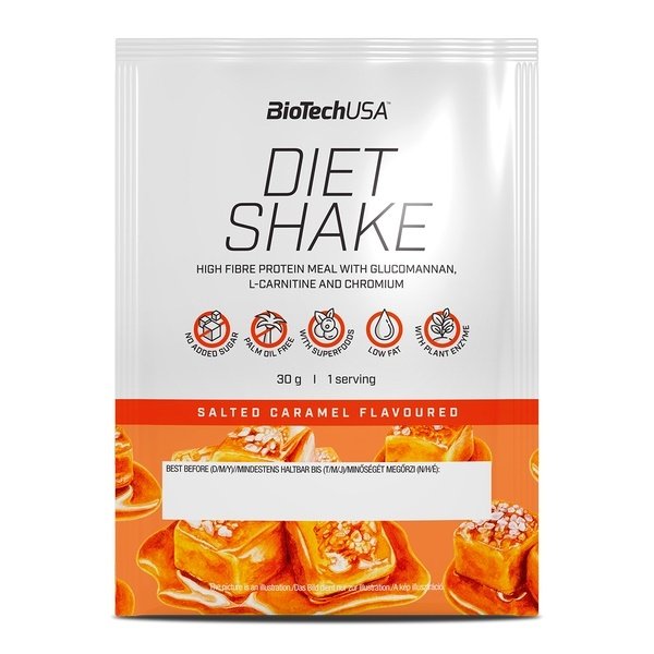 Заменитель питания BioTech Diet Shake, 30 грамм Соленая карамель,  ml, BioTech. Meal replacement. 