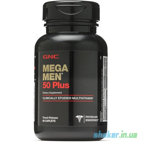 Витамины для мужчин GNC Mega Men 50 Plus (60 таб) мега мен,  мл, GNC. Витамины и минералы. Поддержание здоровья Укрепление иммунитета 