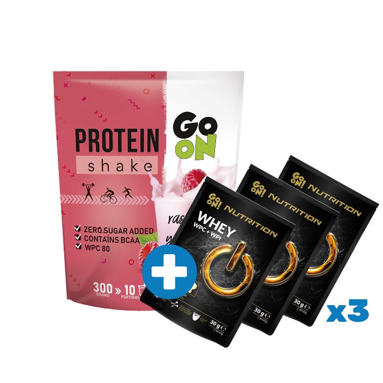 Протеин GoOn Protein Shake 300 грамм + GoOn Whey 3*30 грамм, SALE,  мл, Go Nutrition. Протеин. Набор массы Восстановление Антикатаболические свойства 