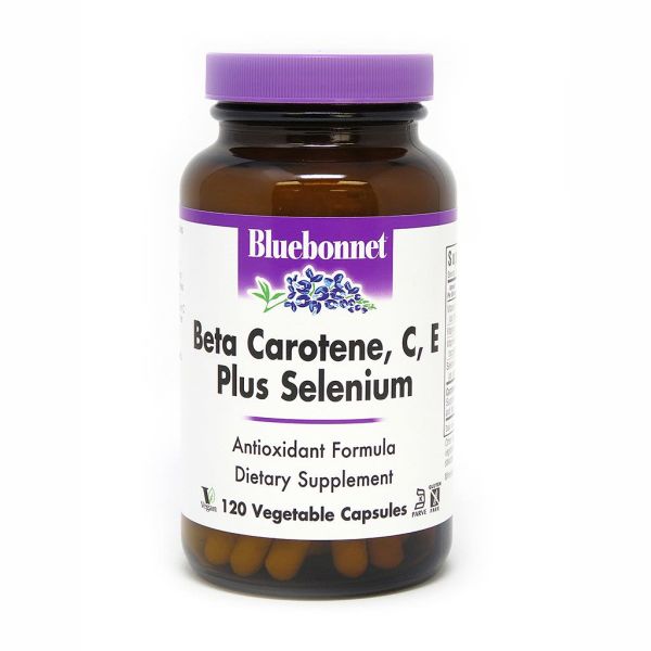 Витамины и минералы Bluebonnet Beta Carotene, C, E Plus Selenium, 120 вегакапсул,  мл, Bluebonnet Nutrition. Витамины и минералы. Поддержание здоровья Укрепление иммунитета 