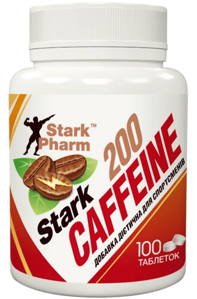 Кофеїн Caffeine 200 mg - 100 caps,  мл, Stark Pharm. Кофеин. Энергия и выносливость Увеличение силы 
