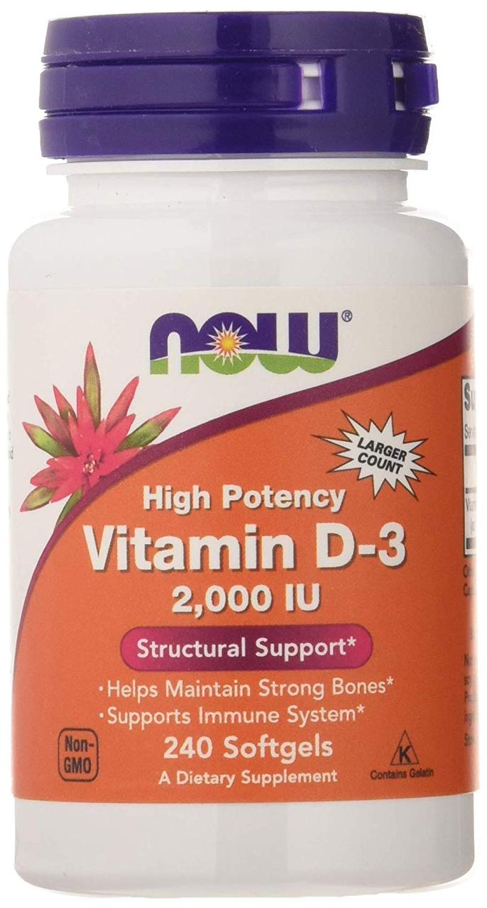 Вітамін NOW Foods Vitamin D-3 High Potency 2,000 IU 240 Softgels,  ml, Now. Vitamin D. 