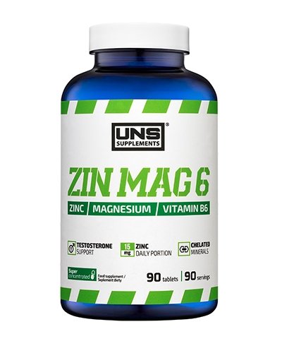 ZinMag6, 90 шт, UNS. ZMA (Цинк, Магний и B6),ZMA. Поддержание здоровья Повышение тестостерона 
