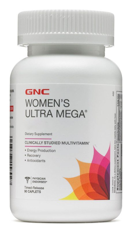Витамины и минералы GNC Women's  Ultra Mega, 90 каплет,  мл, GNC. Витамины и минералы. Поддержание здоровья Укрепление иммунитета 