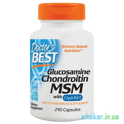 Глюкозамин хондроитин МСМ Doctor's BEST Glucosamine Chondroitin MSM (240 капс) доктогр бест,  мл, Doctor's BEST. Хондропротекторы. Поддержание здоровья Укрепление суставов и связок 