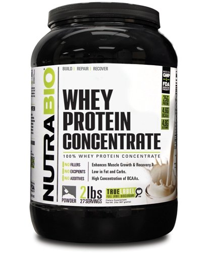 Whey Protein Concentrate, 907 г, NutraBio. Сывороточный концентрат. Набор массы Восстановление Антикатаболические свойства 