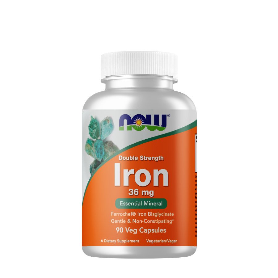 Витамины и минералы NOW Iron 36 mg, 90 вегакапсул,  ml, Now. Vitamins and minerals. General Health Immunity enhancement 