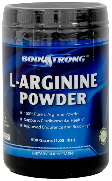 L-Arginine Powder, 500 g, BodyStrong. Arginine. recovery Immunity enhancement Muscle pumping Antioxidant properties Lowering cholesterol Nitric oxide donor 