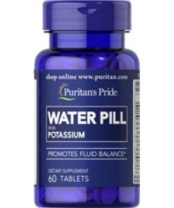 Water Pill with Potassium, 60 шт, Puritan's Pride. Спец препараты. 
