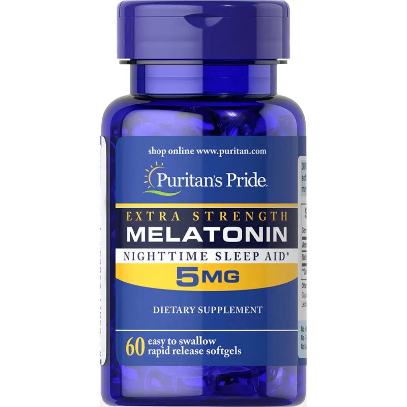 Восстановитель Puritan's Pride Melatonin 5 mg, 60 таблеток,  ml, Puritan's Pride. Post Entreno. recuperación 
