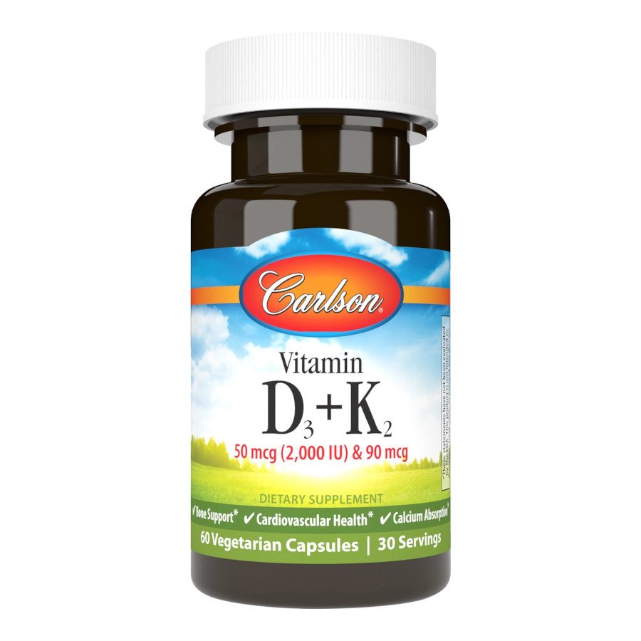 Витамины и минералы Carlson Labs Vitamin D3 + K2, 60 вегакапсул,  ml, Carlson Labs. Vitamins and minerals. General Health Immunity enhancement 