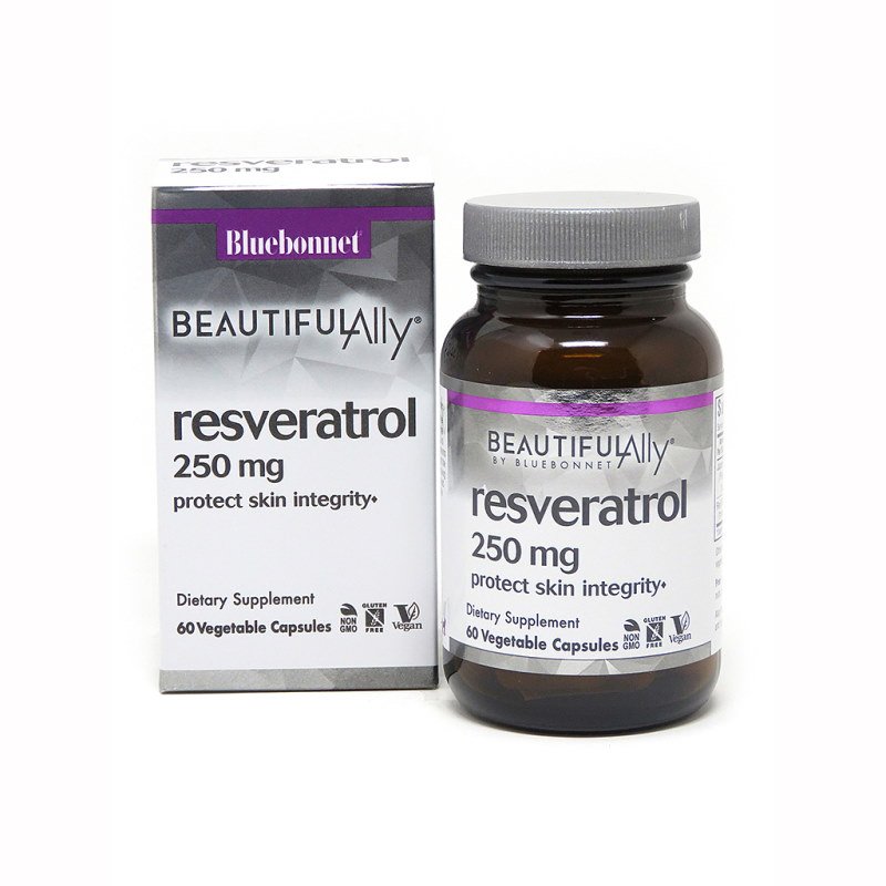 Натуральная добавка Bluebonnet Resveratrol 250 mg, 60 вегакапсул - Beautiful Ally,  ml, Bluebonnet Nutrition. Natural Products. General Health 