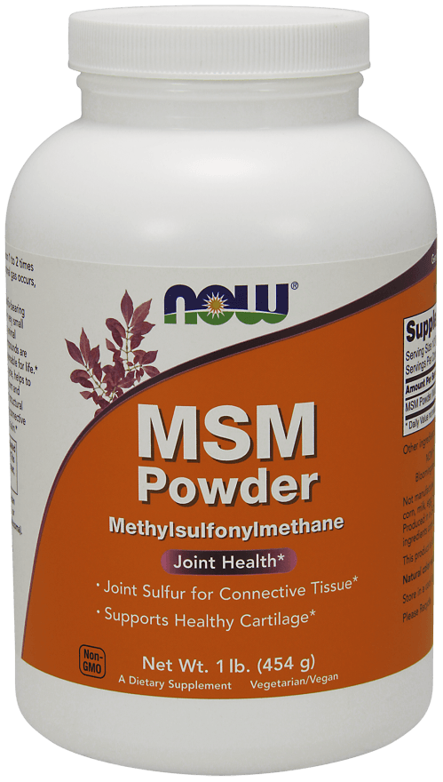 MSM Powder, 454 g, Now. Para articulaciones y ligamentos. General Health Ligament and Joint strengthening 