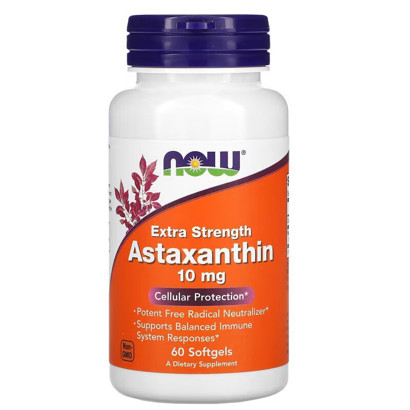 Натуральная добавка NOW Astaxanthin 10 mg, 60 капсул,  мл, Now. Hатуральные продукты. Поддержание здоровья 