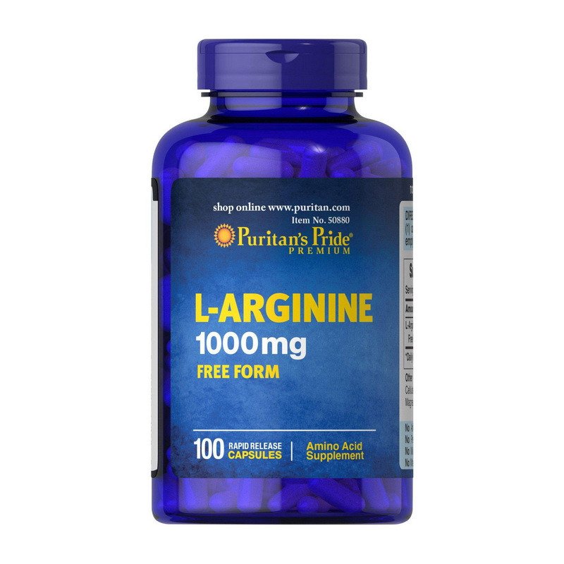 Puritan's Pride Л-Аргинин Puritan's Pride L-Arginine 1000 mg (100 капсул) пуританс прайд, , 100 