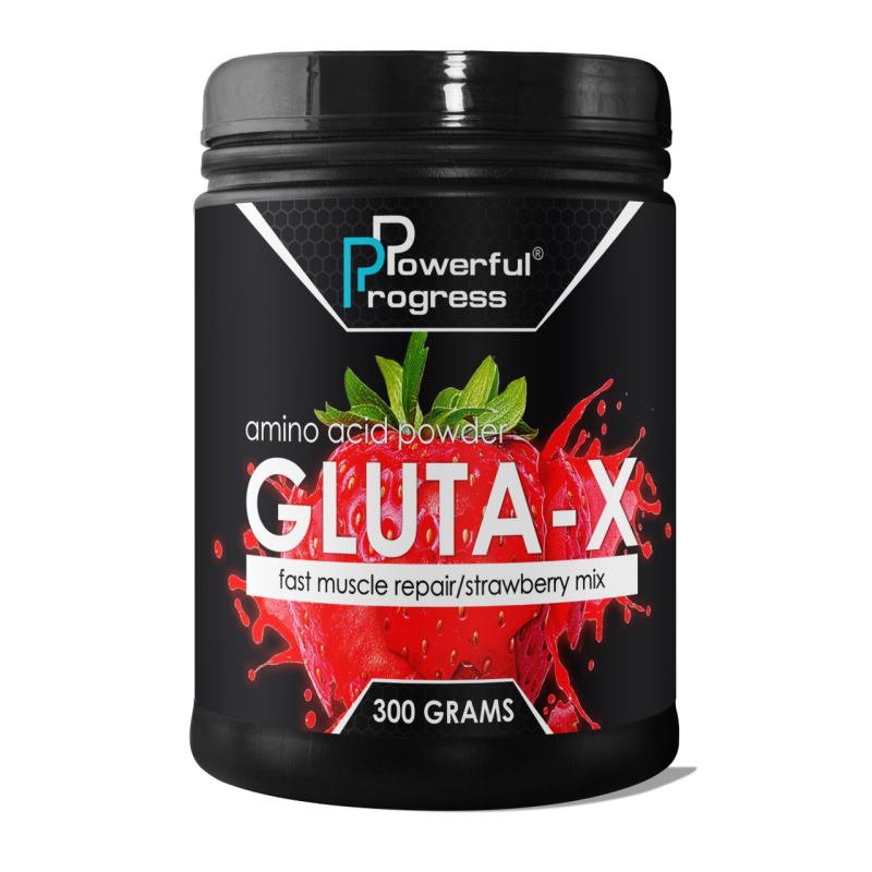 Аминокислота Powerful Progress Gluta-X, 300 грамм Клубника,  ml, Platinum Labs. Amino Acids. 