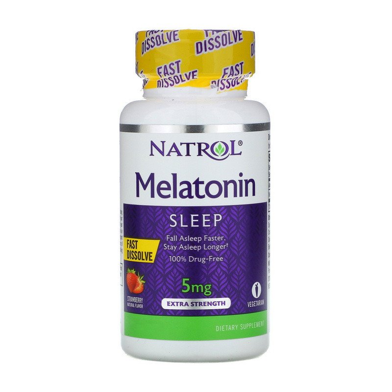 Мелатонин Natrol Melatonin 5 mg 30 таблеток,  ml, Natrol. Melatoninum. Improving sleep recovery Immunity enhancement General Health 