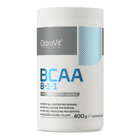 Амінокислоти OstroVit BCAA 8-1-1 400 г Orange,  ml, OstroVit. BCAA. Weight Loss recovery Anti-catabolic properties Lean muscle mass 