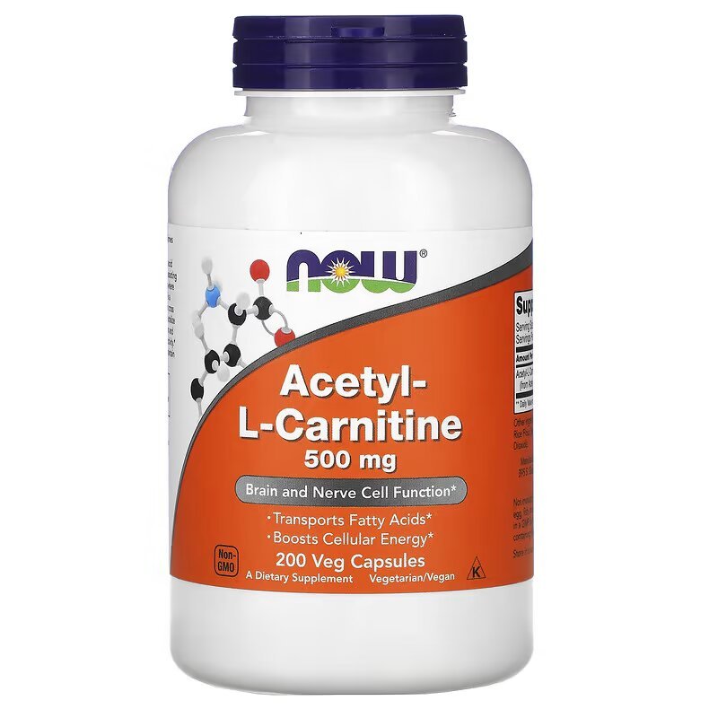 Жиросжигатель NOW Acetyl-L-Carnitine 500 mg, 200 вегакапсул,  мл, Now. Жиросжигатель. Снижение веса Сжигание жира 