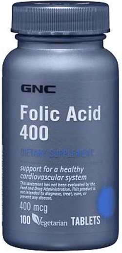 Folic Acid 400, 100 шт, GNC. Фолиевая кислота. Поддержание здоровья 