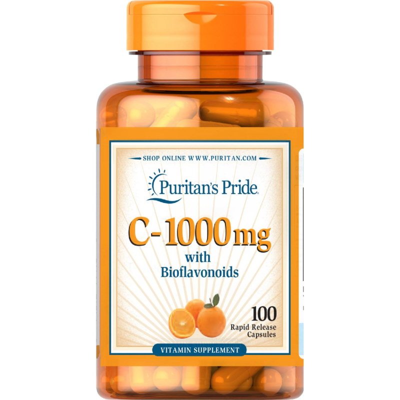 Витамины и минералы Puritan's Pride Vitamin C-1000 mg with Bioflavonoids, 100 капсул,  ml, Puritan's Pride. Vitamins and minerals. General Health Immunity enhancement 