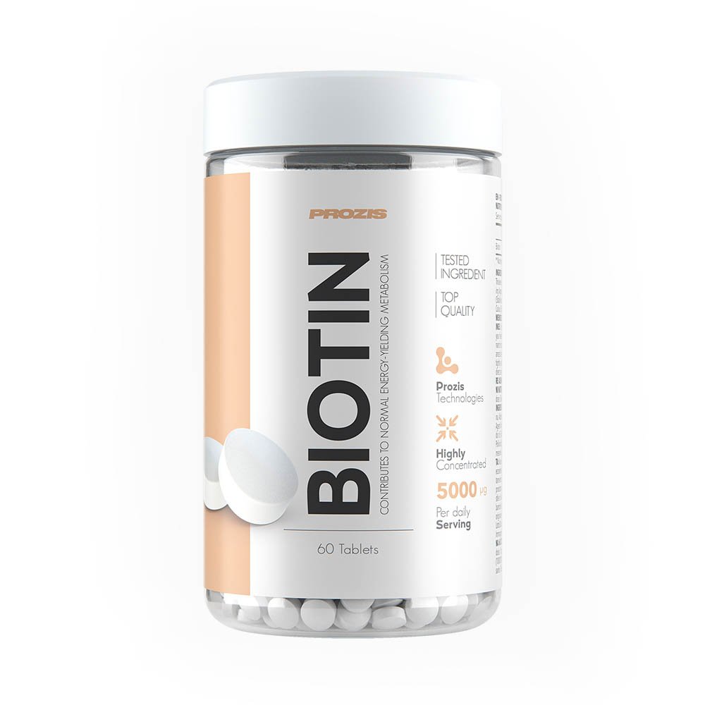 Biotin 5000 мкг, 60 шт, Prozis. Биотин. Снижение веса Поддержание здоровья Здоровье кожи Укрепление волос и ногтей Ускорение метаболизма 