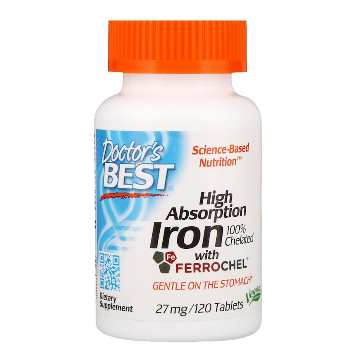 Doctor's BEST Хелатное железо, High Absorption Iron, Doctor's Best, 27 мг, 120 таблеток, , 